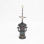 A 19TH CENTURY CHINESE CHAMPLEVÉ ENAMEL BRONZE VASE