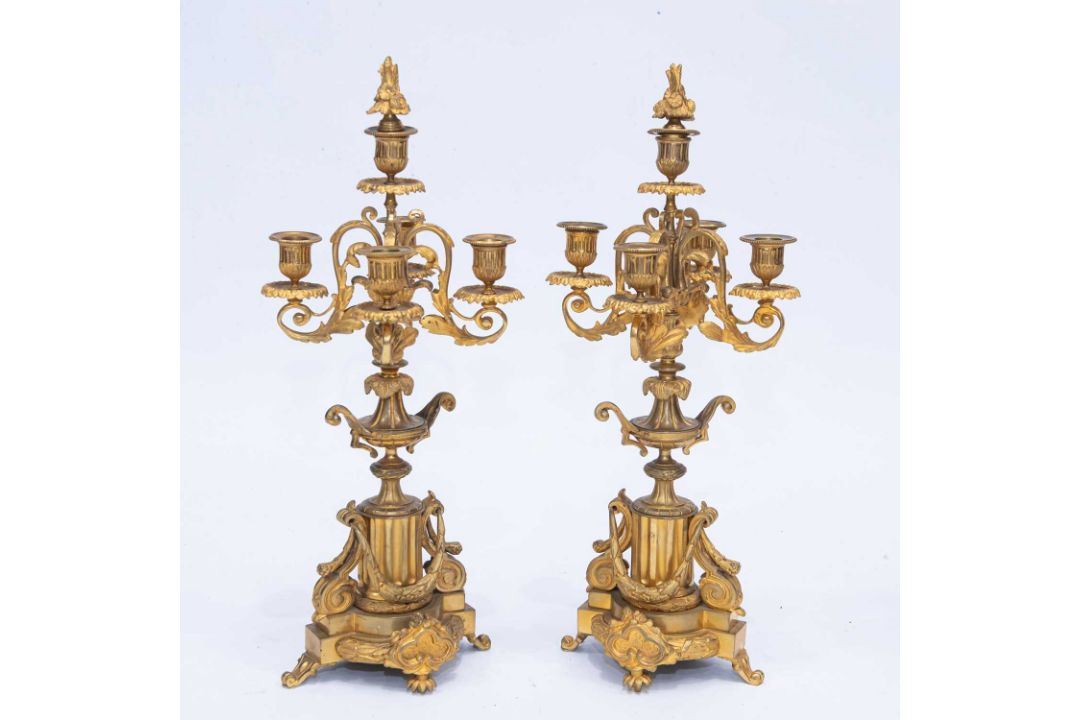 A PAIR OF LOUIS XVI STYLE GILT-METAL CANDELABRA, LATE 19TH CENTURY
