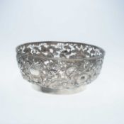 A LARGE CHINESE SILVER PIERCED BOWL