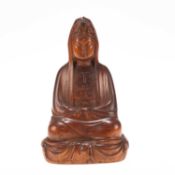 A CHINESE HARDWOOD FIGURE OF GUANYIN