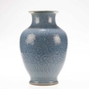A CHINESE BLUE-GLAZED VASE