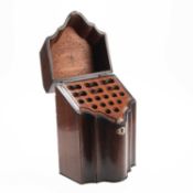 A SMALL GEORGE III INLAID MAHOGANY KNIFE BOX