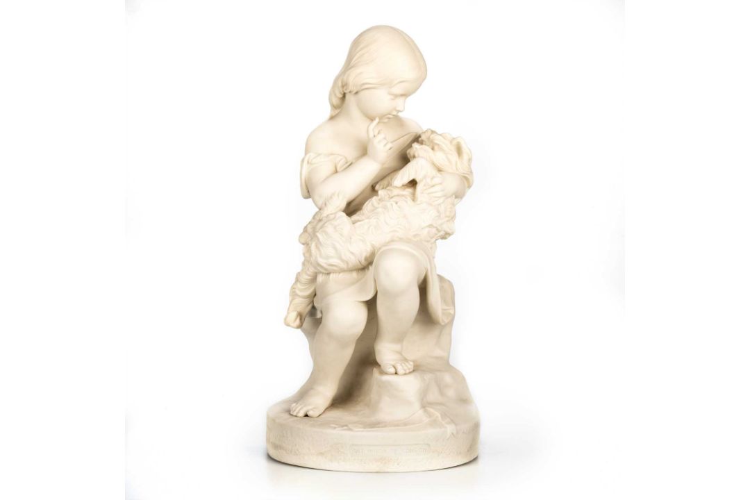 A COPELAND 'ART UNION OF LONDON' PARIAN FIGURE, 'GO TO SLEEP', LATE 19TH CENTURY