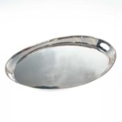 A LARGE SILVER-PLATED GALLERIED TRAY