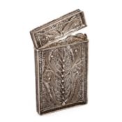 A 19TH CENTURY SILVER FILIGREE CARD CASE