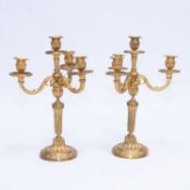 A PAIR OF LOUIS XVI STYLE GILT-BRONZE CANDELABRA, LATE 19TH CENTURY