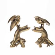 A PAIR OF JAPANESE INLAID BRONZE INCENSE BURNERS
