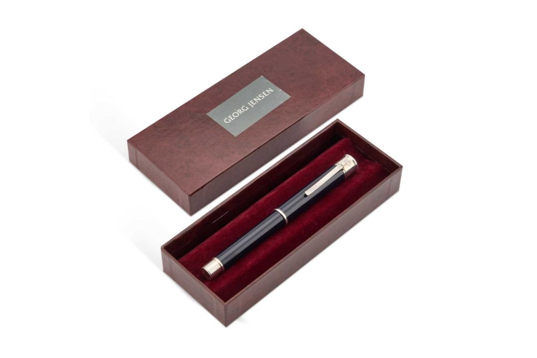 A GEORG JENSEN SILVER-MOUNTED CHINESE LACQUER FOUNTAIN PEN - Image 1 of 4