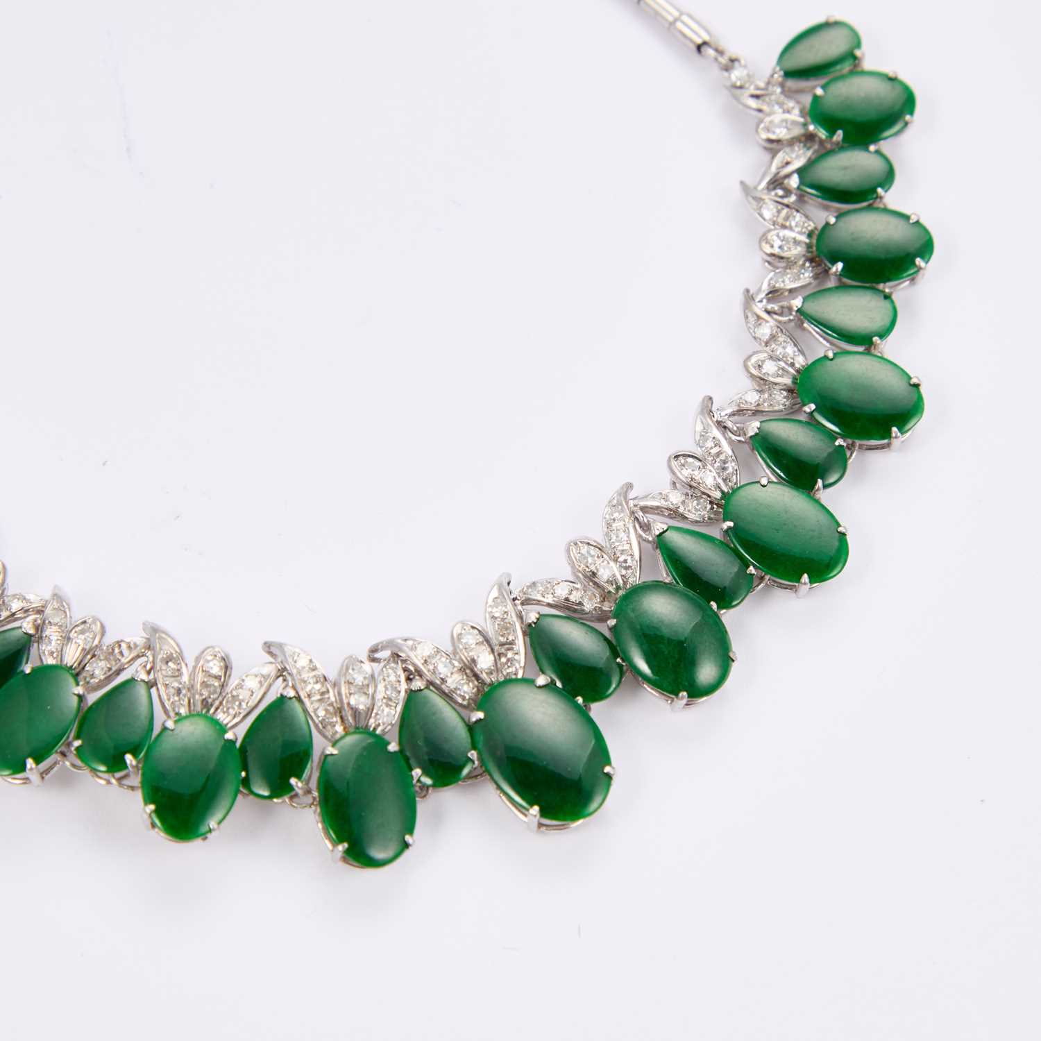 A 14K JADEITE AND DIAMOND NECKLACE - Image 2 of 2