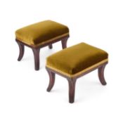 A PAIR OF REGENCY MAHOGANY FOOTSTOOLS