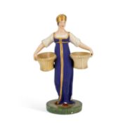A RARE RUSSIAN PORCELAIN FIGURE OF A LADY, POSSIBLY ST. PETERSBURG