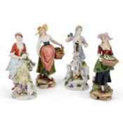 TWO PAIRS OF CONTINENTAL PORCELAIN FIGURES, CIRCA 1900