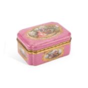 A 19TH CENTURY CONTINENTAL GILT-METAL MOUNTED AND PORCELAIN CASKET