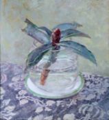 YVES EDGARD MULLER D'ESCARS (FRENCH 1876-1958) STILL LIFE OF A RHODODENDRON BUD IN A VASE
