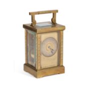 A LATE 19TH CENTURY FRENCH BRASS-CASED CARRIAGE CLOCK