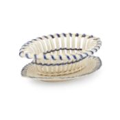 A CREAMWARE CHESTNUT BASKET AND STAND, EARLY 19TH CENTURY
