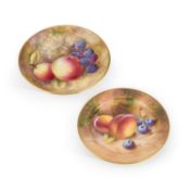TWO SMALL ROYAL WORCESTER FRUIT PAINTED DISHES