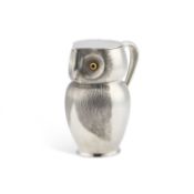 A VERY RARE LIBERTY & CO TUDRIC PEWTER LIDDED 'OWL' JUG