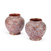 BOMBAY SCHOOL OF ARTS: A PAIR OF POTTERY VASES, CIRCA 1880