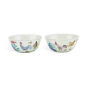A PAIR OF CHINESE DOUCAI 'CHICKEN' CUPS