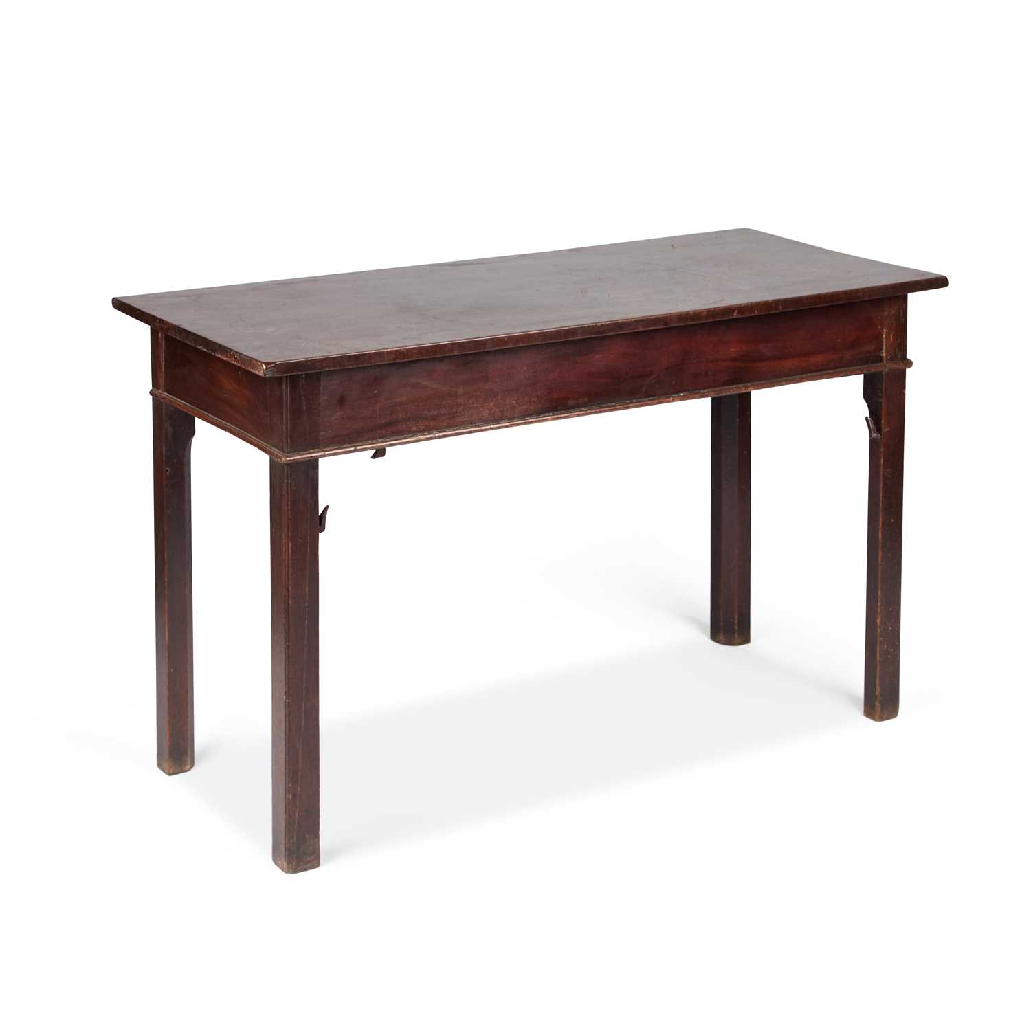 A GEORGE III MAHOGANY SIDE TABLE, IN CHIPPENDALE STYLE