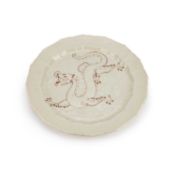 A RARE BELLEEK 'DRAGON' PLATE, 19TH CENTURY