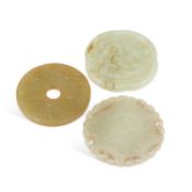 THREE CHINESE CARVED JADE DISCS