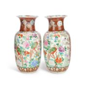 A LARGE PAIR OF CHINESE FAMILLE ROSE VASES