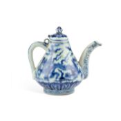 A CHINESE BLUE AND WHITE TEAPOT