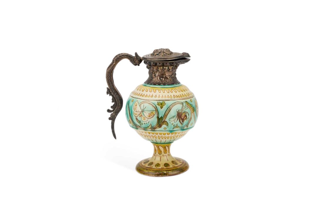 A VICTORIAN SILVER-MOUNTED DELLA ROBBIA EWER - Image 1 of 4