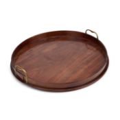 A GEORGE III MAHOGANY CIRCULAR GALLERIED TRAY