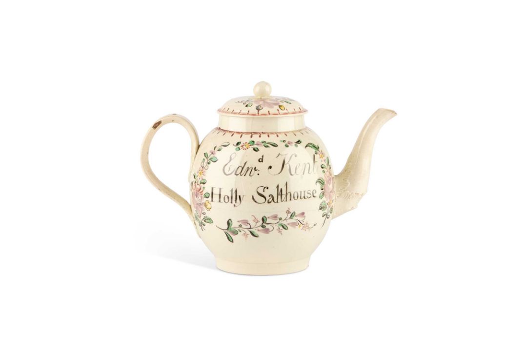 A LARGE LEEDS CREAMWARE TEAPOT AND COVER, CIRCA 1770 - Image 1 of 3