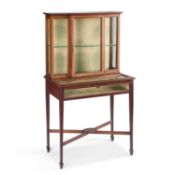 AN EDWARDIAN SATINWOOD BANDED MAHOGANY VITRINE