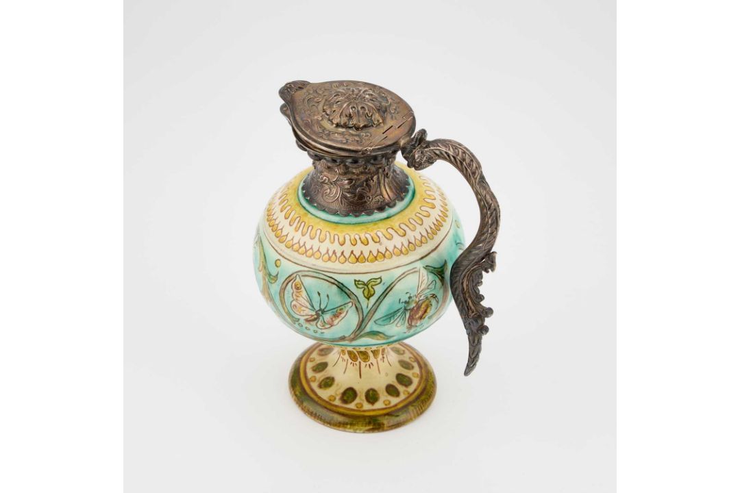 A VICTORIAN SILVER-MOUNTED DELLA ROBBIA EWER - Image 2 of 4