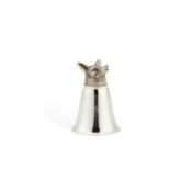 AN ELIZABETH II SILVER FOX HEAD STIRRUP CUP