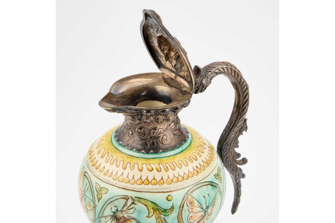 A VICTORIAN SILVER-MOUNTED DELLA ROBBIA EWER - Image 3 of 4