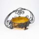 A MULLER FRÈRES GLASS BOWL IN AN IRONWORK STAND - Image 3 of 3