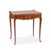 A LOUIS XV STYLE FLORAL MARQUETRY FOLDOVER CARD TABLE