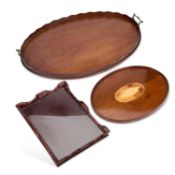 A GEORGE III MAHOGANY GALLERIED OVAL TRAY