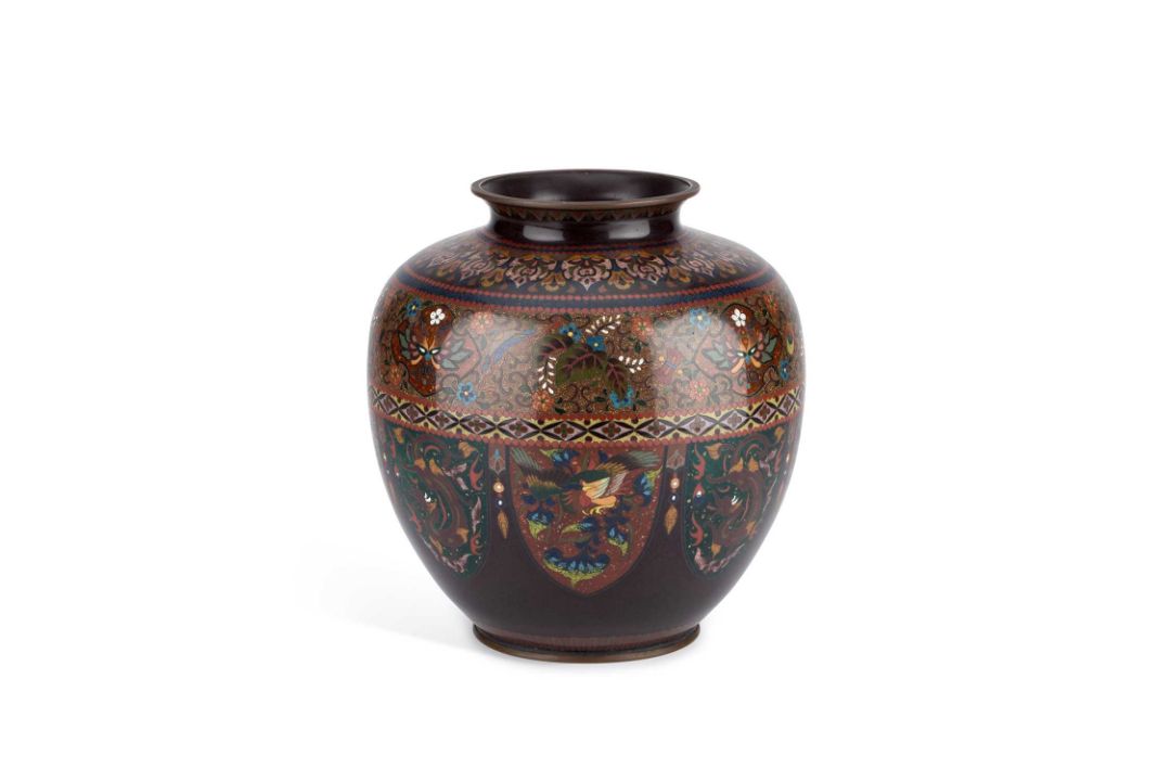 A LARGE JAPANESE CLOISONNÉ ENAMEL VASE, ANDO WORKSHOP, MEIJI PERIOD - Image 1 of 2