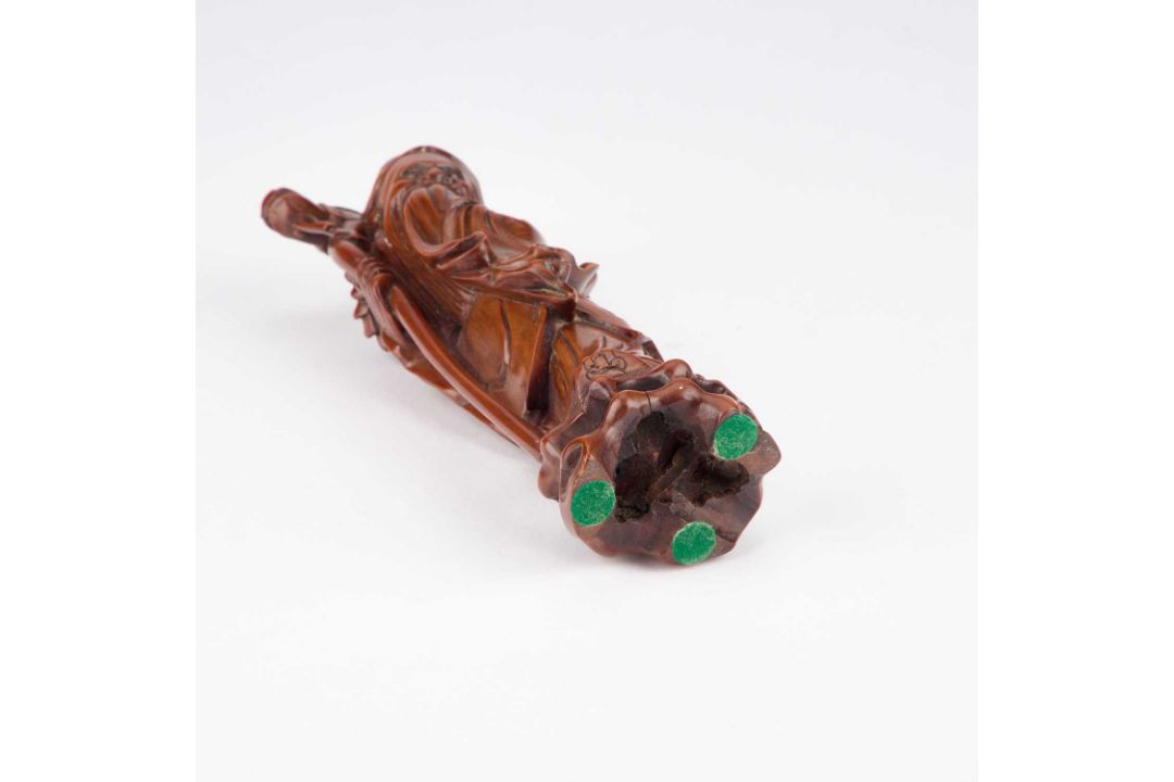 A 19TH CENTURY CARVED BOXWOOD FIGURE OF A SAGE - Image 3 of 3