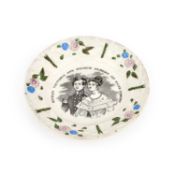 A PEARLWARE PLATE COMMEMORATING THE WEDDING OF QUEEN VICTORIA AND PRINCE ALBERT