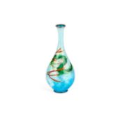 A JAPANESE SILVER AND ENAMEL VASE