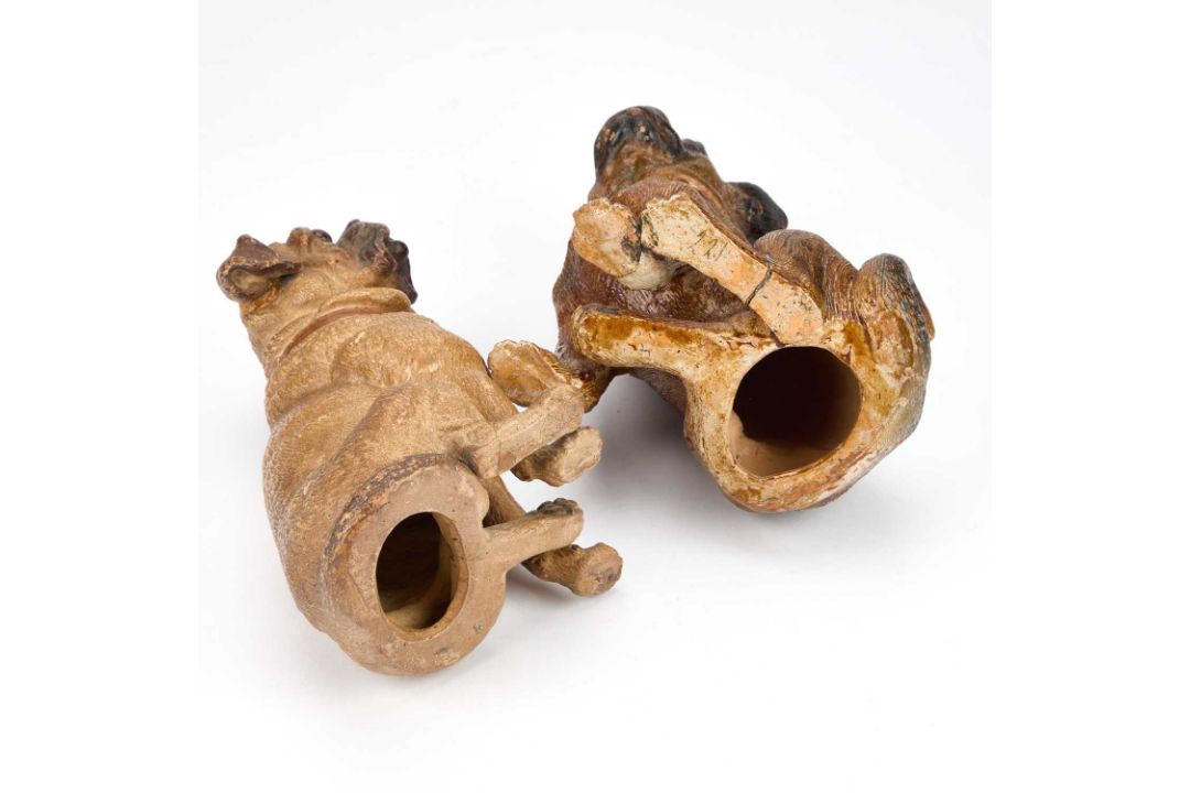 TWO AUSTRIAN PAINTED TERRACOTTA MODELS OF SEATED PUGS, LATE 19TH CENTURY - Image 2 of 2