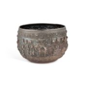 A LARGE BURMESE SILVER BOWL