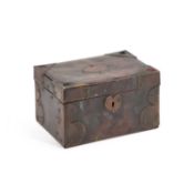 AN ARTS AND CRAFTS COPPER AND BRASS PLAYING CARDS BOX