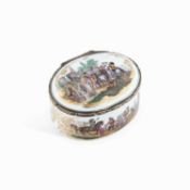 A LATE 18TH/ EARLY 19TH CENTURY SILVER-MOUNTED PORCELAIN SNUFF BOX