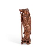 A 19TH CENTURY CARVED BOXWOOD FIGURE OF A SAGE