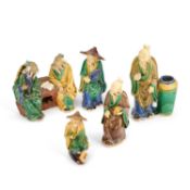 A GROUP OF FIVE CHINESE SANCAI FIGURES