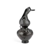 A JAPANESE BRONZE IKEBANA VASE